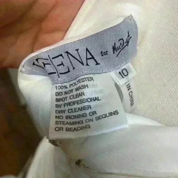 Mac Duggal One-Shoulder Ruched Jersey Gown white maxi Sz 10. NWT - Picture 9 of 10